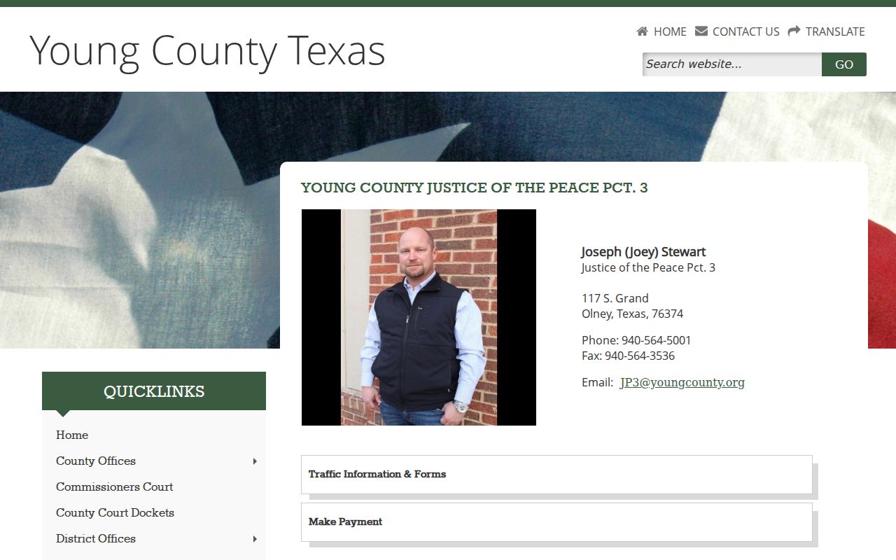 Young County traffic warrant question routed to the JP3 Traffic Information and Forms page