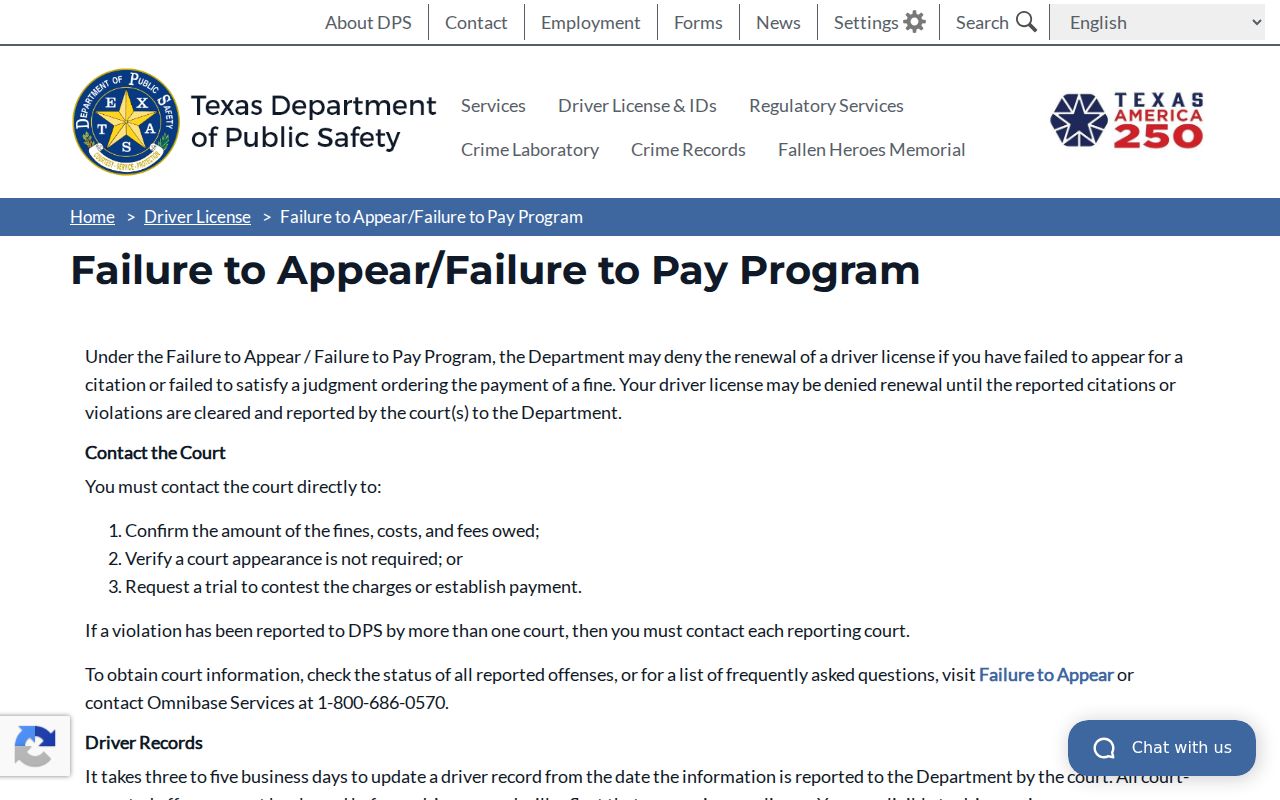 Young County traffic warrant and Texas DPS FTA or FTP reporting information
