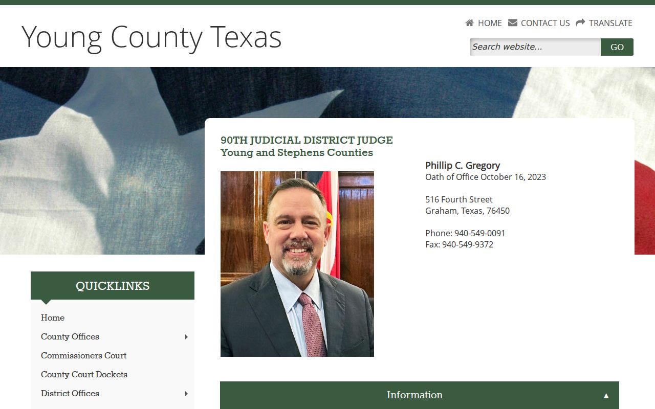 Young County arrest warrant court route at the 90th Judicial District Court